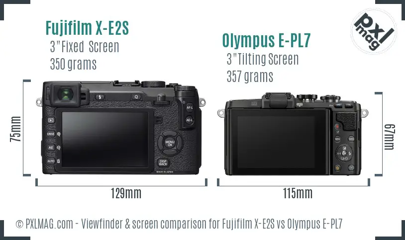 Fujifilm X-E2S vs Olympus E-PL7 Screen and Viewfinder comparison