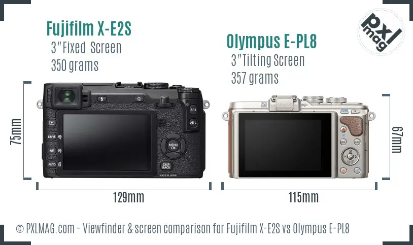 Fujifilm X-E2S vs Olympus E-PL8 Screen and Viewfinder comparison
