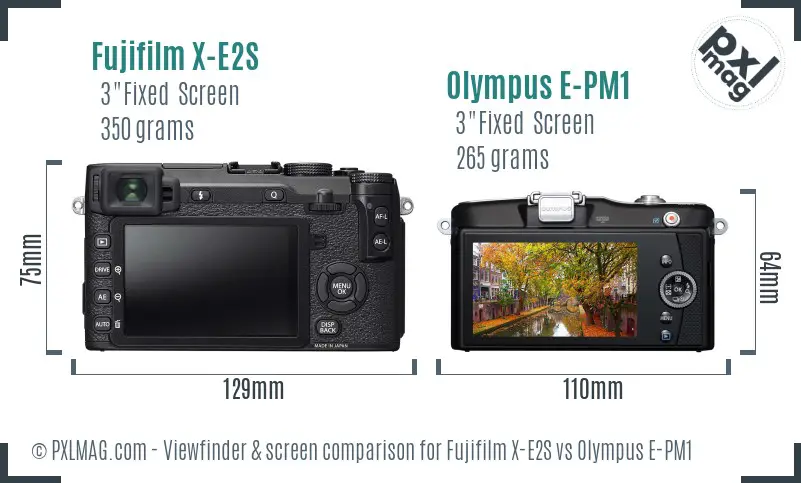 Fujifilm X-E2S vs Olympus E-PM1 Screen and Viewfinder comparison