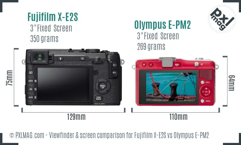 Fujifilm X-E2S vs Olympus E-PM2 Screen and Viewfinder comparison