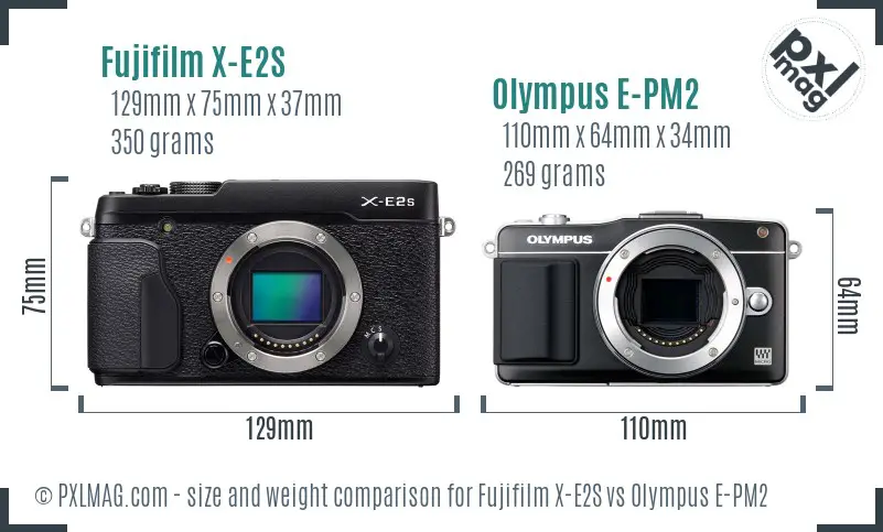 Fujifilm X-E2S vs Olympus E-PM2 size comparison
