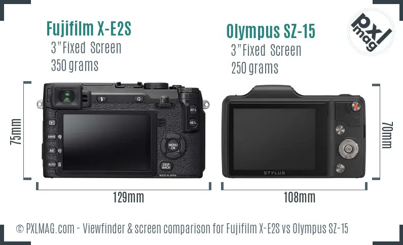 Fujifilm X-E2S vs Olympus SZ-15 Screen and Viewfinder comparison