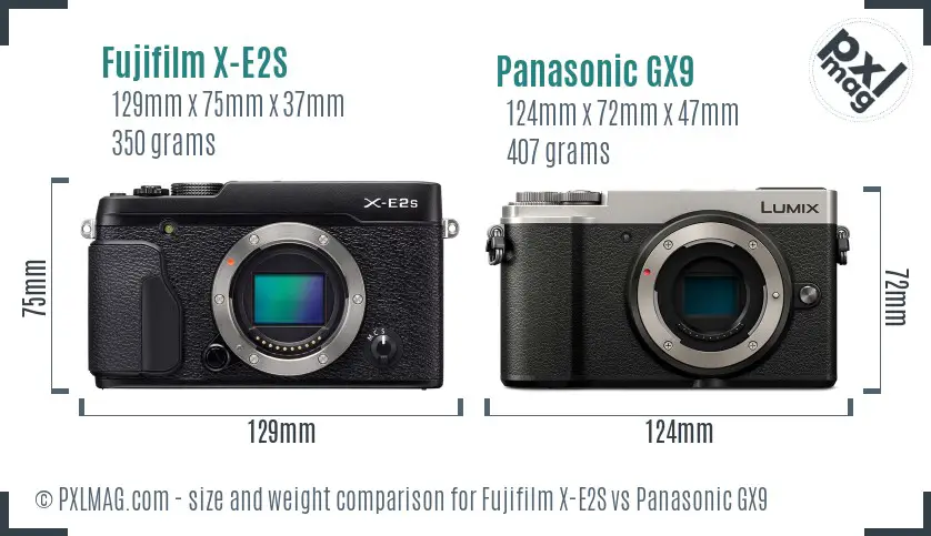 Fujifilm X-E2S vs Panasonic GX9 size comparison