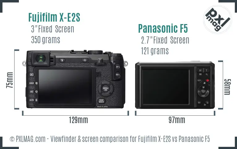 Fujifilm X-E2S vs Panasonic F5 Screen and Viewfinder comparison