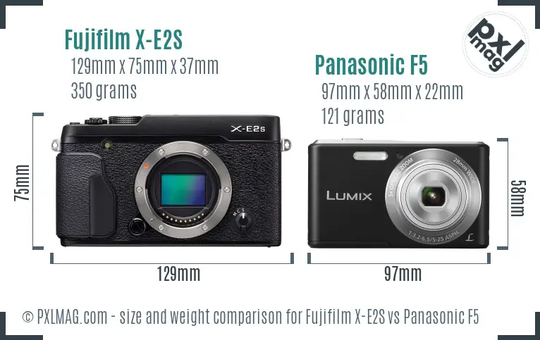 Fujifilm X-E2S vs Panasonic F5 size comparison
