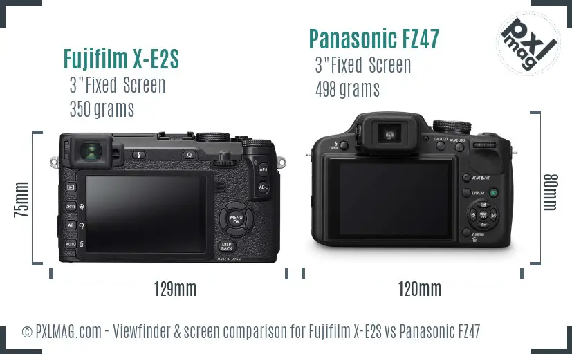 Fujifilm X-E2S vs Panasonic FZ47 Screen and Viewfinder comparison