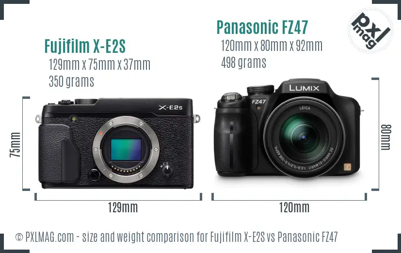 Fujifilm X-E2S vs Panasonic FZ47 size comparison