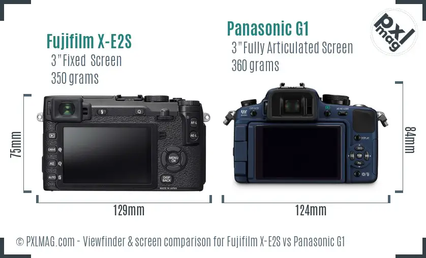 Fujifilm X-E2S vs Panasonic G1 Screen and Viewfinder comparison