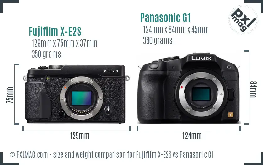 Fujifilm X-E2S vs Panasonic G1 size comparison