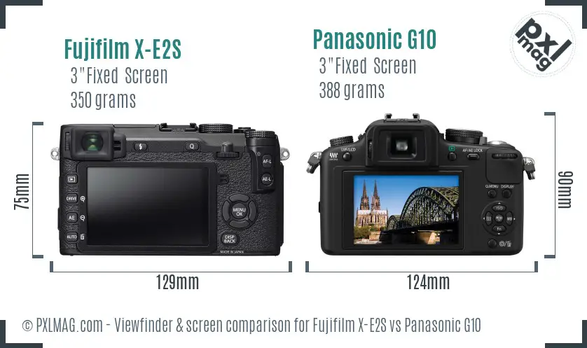 Fujifilm X-E2S vs Panasonic G10 Screen and Viewfinder comparison