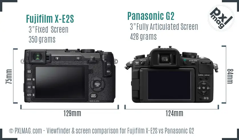Fujifilm X-E2S vs Panasonic G2 Screen and Viewfinder comparison