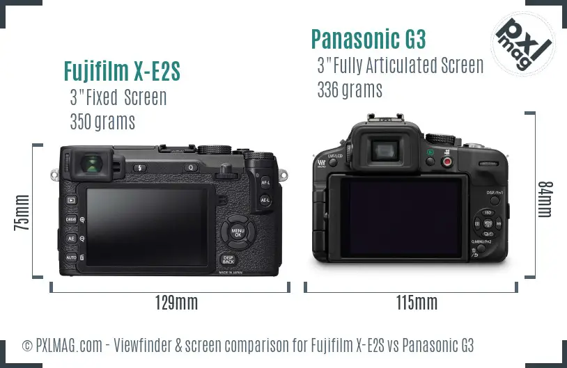 Fujifilm X-E2S vs Panasonic G3 Screen and Viewfinder comparison