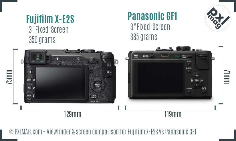 Fujifilm X-E2S vs Panasonic GF1 Screen and Viewfinder comparison