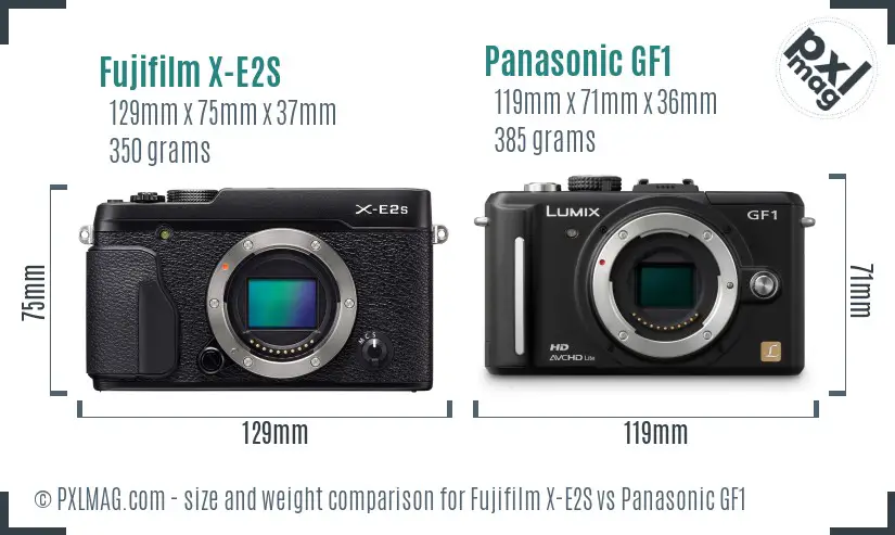 Fujifilm X-E2S vs Panasonic GF1 size comparison