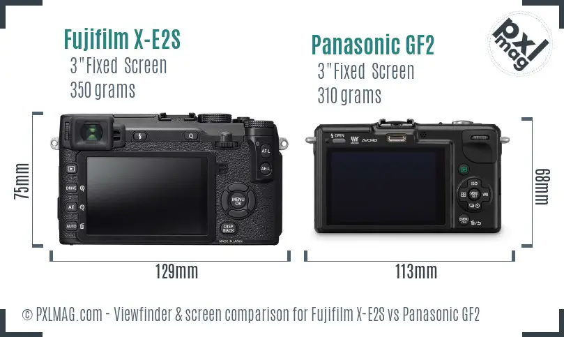 Fujifilm X-E2S vs Panasonic GF2 Screen and Viewfinder comparison
