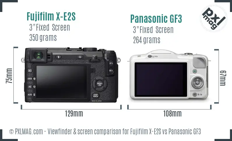 Fujifilm X-E2S vs Panasonic GF3 Screen and Viewfinder comparison