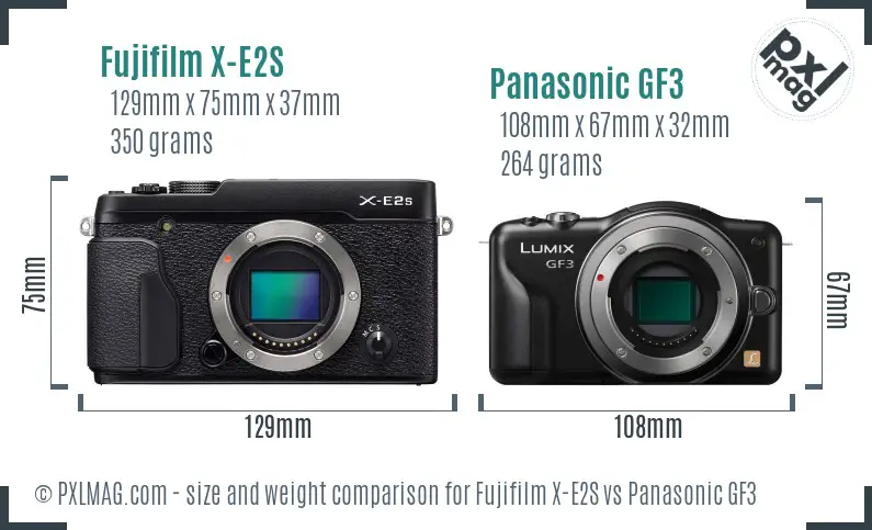 Fujifilm X-E2S vs Panasonic GF3 size comparison