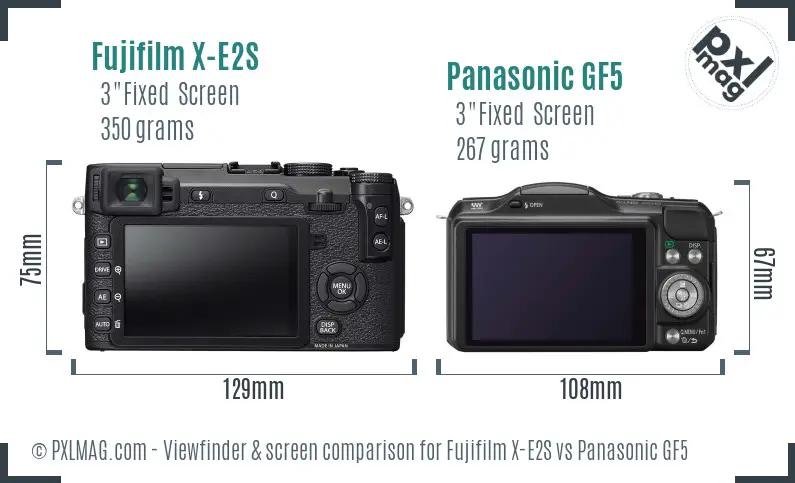 Fujifilm X-E2S vs Panasonic GF5 Screen and Viewfinder comparison