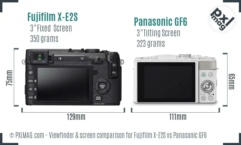Fujifilm X-E2S vs Panasonic GF6 Screen and Viewfinder comparison