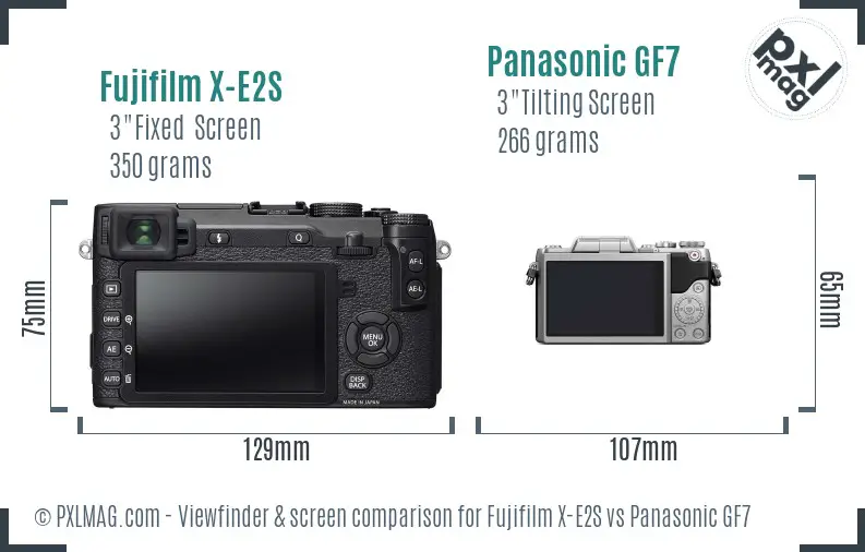 Fujifilm X-E2S vs Panasonic GF7 Screen and Viewfinder comparison