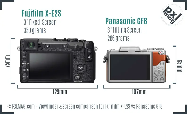 Fujifilm X-E2S vs Panasonic GF8 Screen and Viewfinder comparison