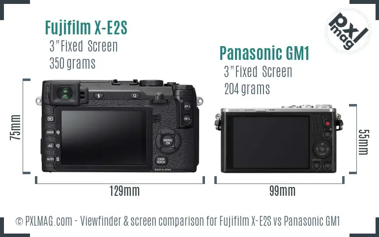 Fujifilm X-E2S vs Panasonic GM1 Screen and Viewfinder comparison