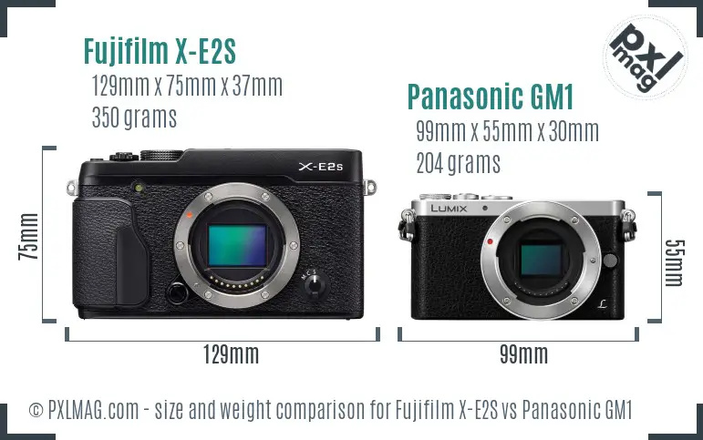 Fujifilm X-E2S vs Panasonic GM1 size comparison