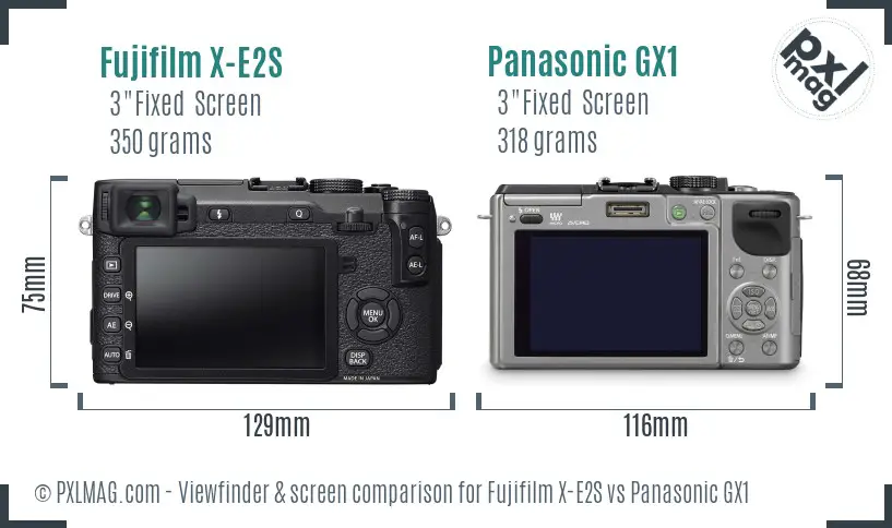Fujifilm X-E2S vs Panasonic GX1 Screen and Viewfinder comparison