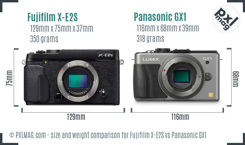 Fujifilm X-E2S vs Panasonic GX1 size comparison