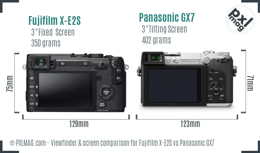 Fujifilm X-E2S vs Panasonic GX7 Screen and Viewfinder comparison