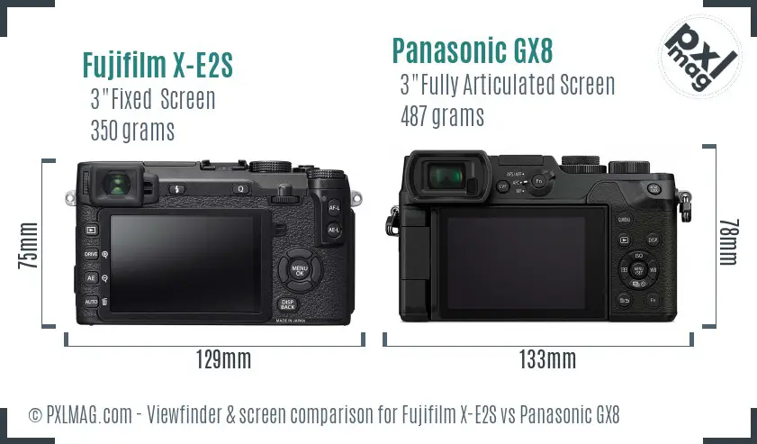 Fujifilm X-E2S vs Panasonic GX8 Screen and Viewfinder comparison