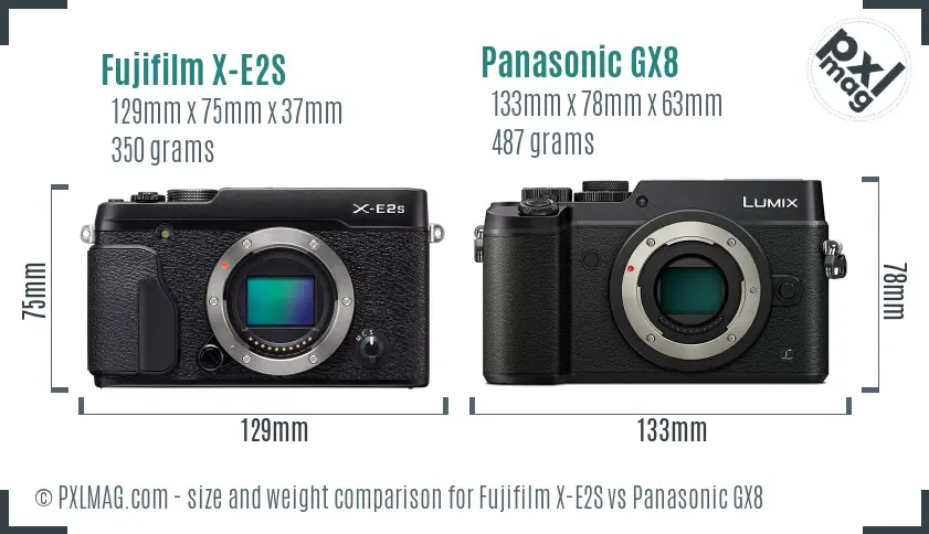 Fujifilm X-E2S vs Panasonic GX8 size comparison