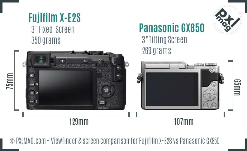 Fujifilm X-E2S vs Panasonic GX850 Screen and Viewfinder comparison