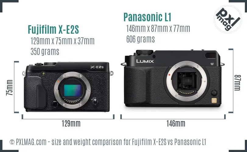 Fujifilm X-E2S vs Panasonic L1 size comparison