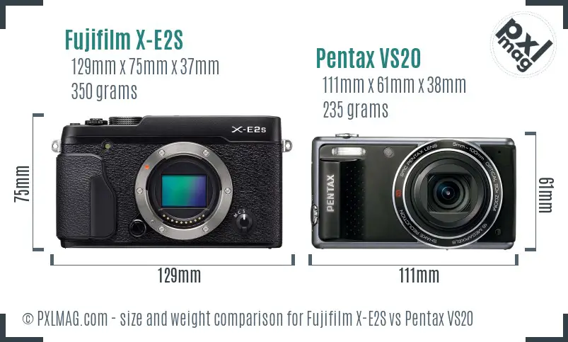 Fujifilm X-E2S vs Pentax VS20 size comparison