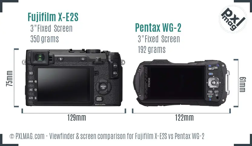 Fujifilm X-E2S vs Pentax WG-2 Screen and Viewfinder comparison