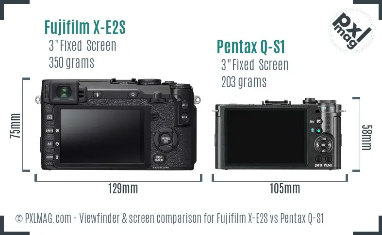 Fujifilm X-E2S vs Pentax Q-S1 Screen and Viewfinder comparison