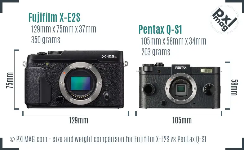 Fujifilm X-E2S vs Pentax Q-S1 size comparison