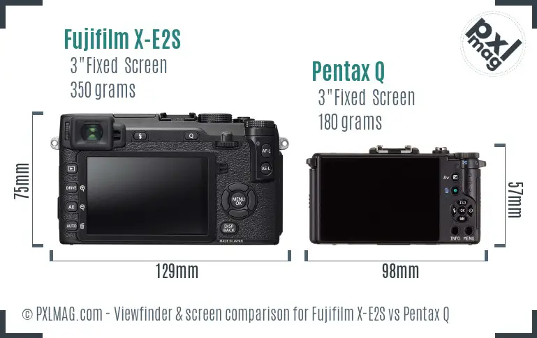 Fujifilm X-E2S vs Pentax Q Screen and Viewfinder comparison