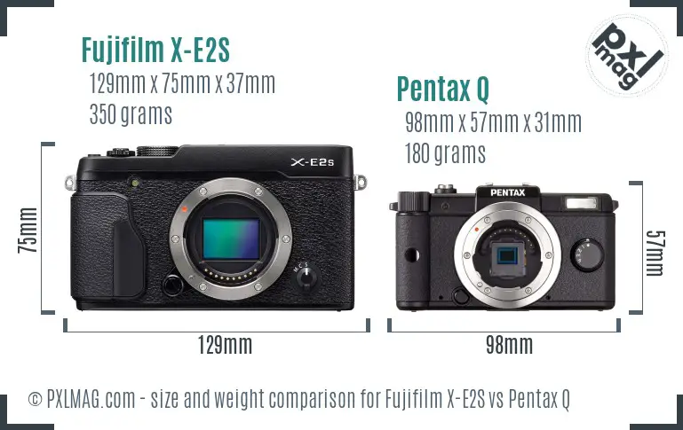 Fujifilm X-E2S vs Pentax Q size comparison