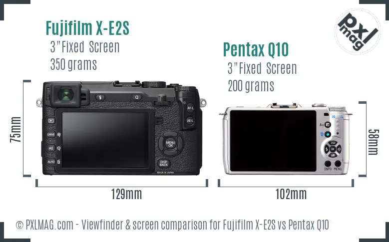 Fujifilm X-E2S vs Pentax Q10 Screen and Viewfinder comparison