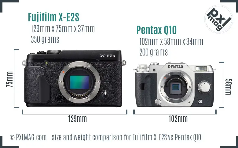 Fujifilm X-E2S vs Pentax Q10 size comparison