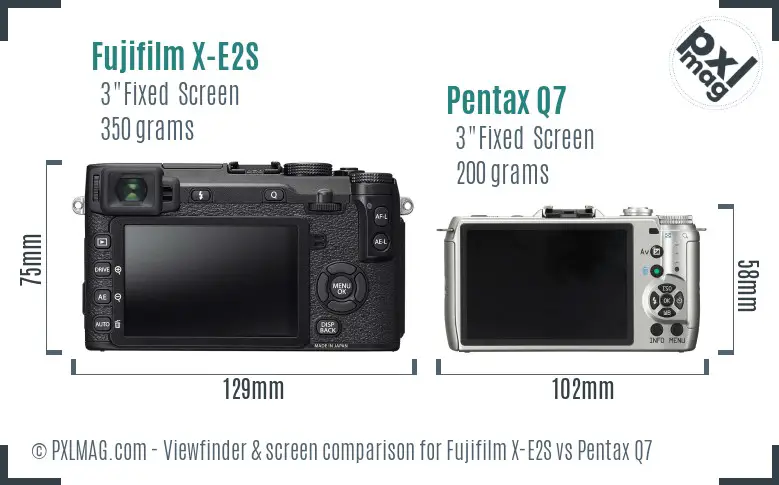 Fujifilm X-E2S vs Pentax Q7 Screen and Viewfinder comparison Fujifilm X-E2S vs Pentax Q7 Screen and Viewfinder comparison