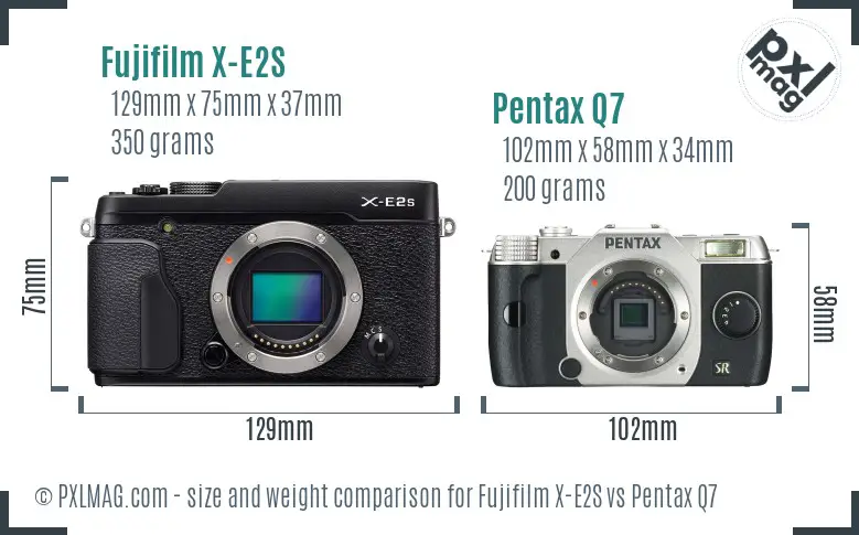 Fujifilm X-E2S vs Pentax Q7 size comparison Fujifilm X-E2S vs Pentax Q7 size comparison
