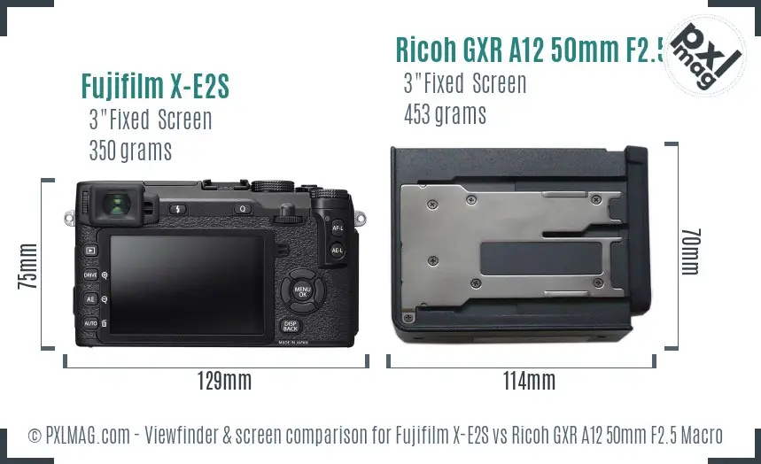 Fujifilm X-E2S vs Ricoh GXR A12 50mm F2.5 Macro Screen and Viewfinder comparison