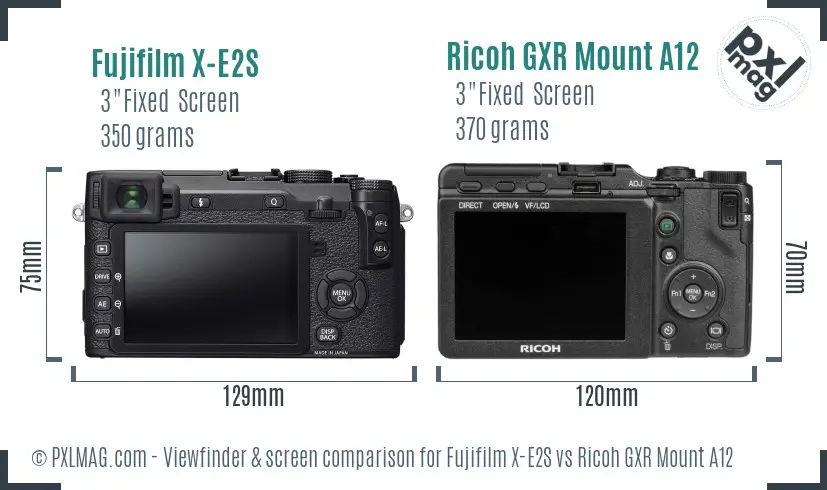 Fujifilm X-E2S vs Ricoh GXR Mount A12 Screen and Viewfinder comparison