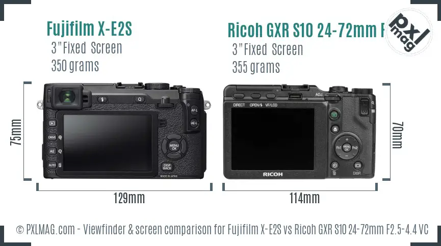 Fujifilm X-E2S vs Ricoh GXR S10 24-72mm F2.5-4.4 VC Screen and Viewfinder comparison