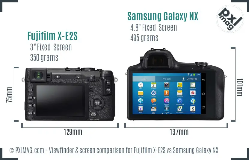 Fujifilm X-E2S vs Samsung Galaxy NX Screen and Viewfinder comparison