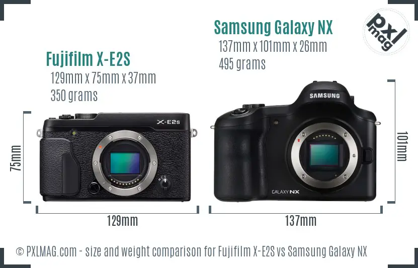 Fujifilm X-E2S vs Samsung Galaxy NX size comparison