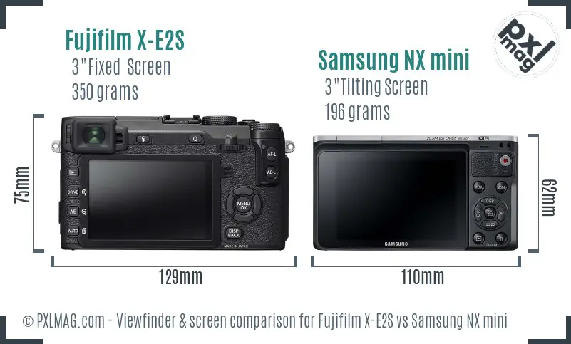 Fujifilm X-E2S vs Samsung NX mini Screen and Viewfinder comparison